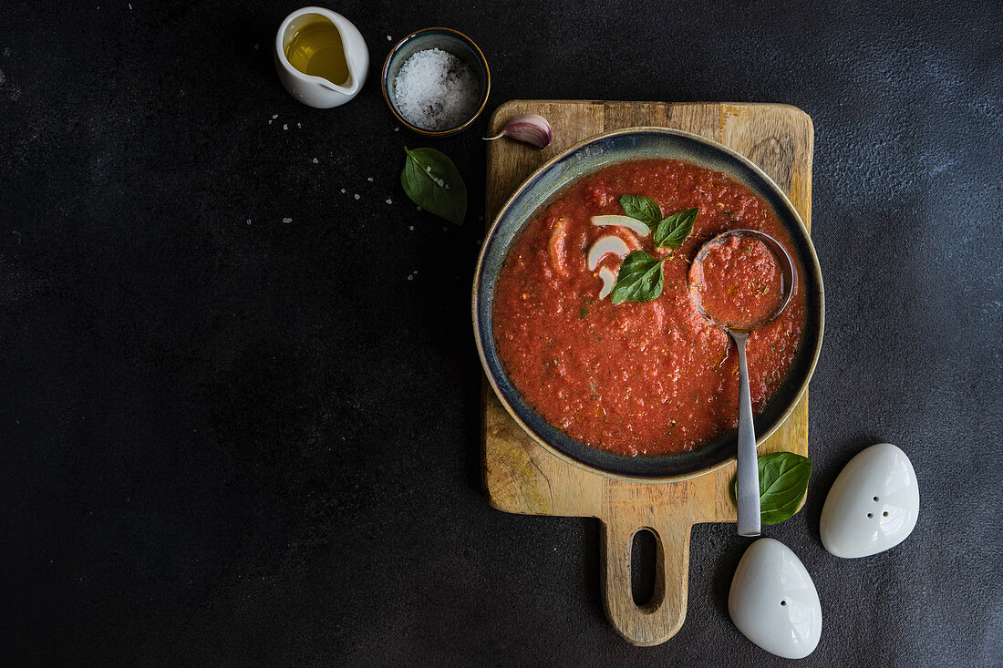 Traditional spanish tomato soup Gazpacho