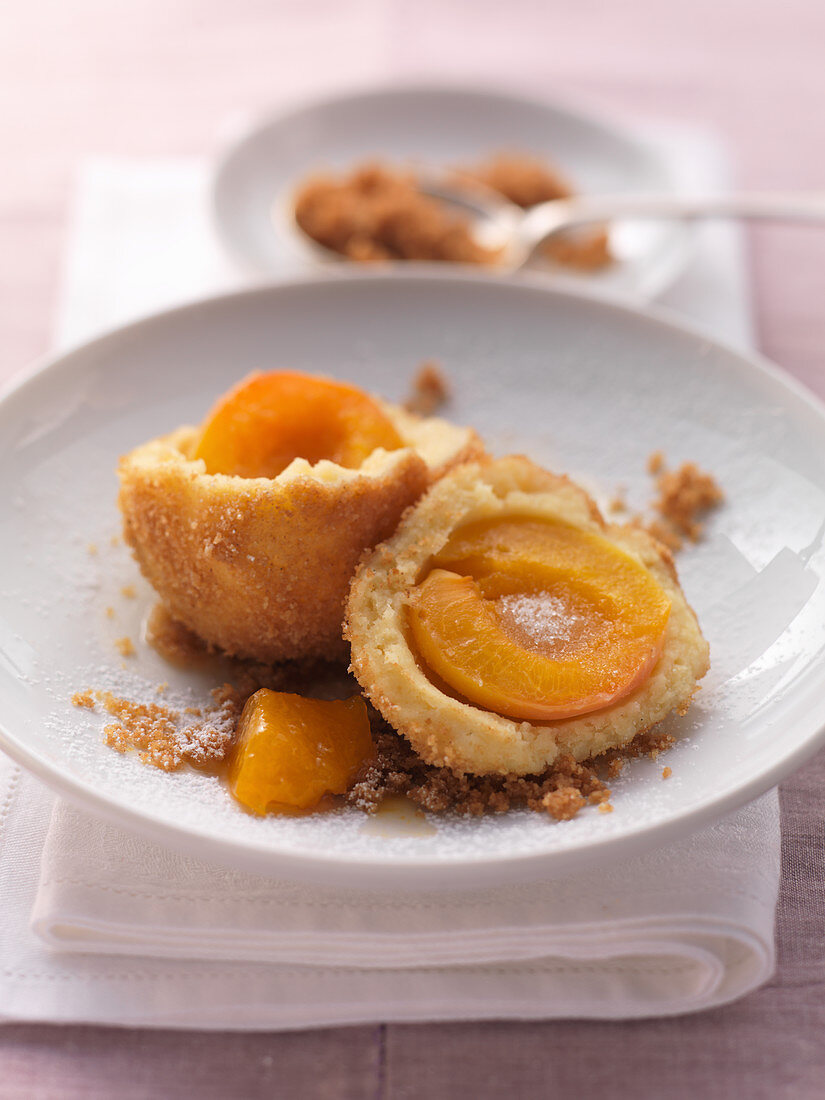 Apricot dumplings with breadcrumbs