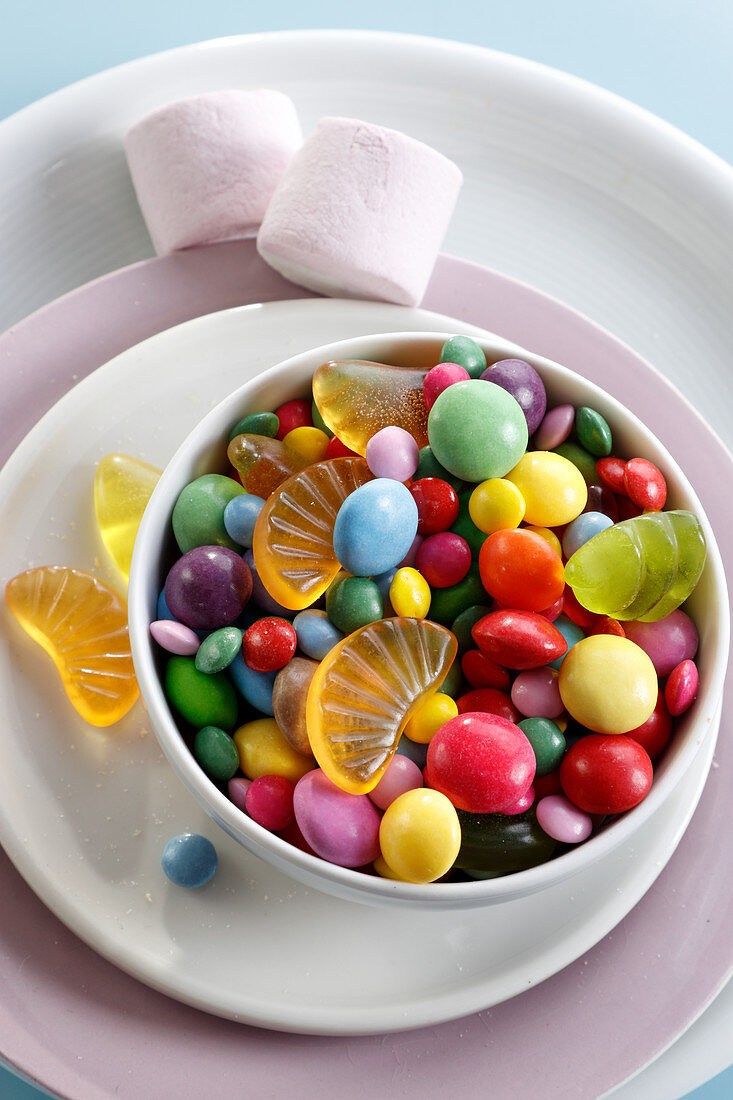 Bunte Dragees und Jelly Beans