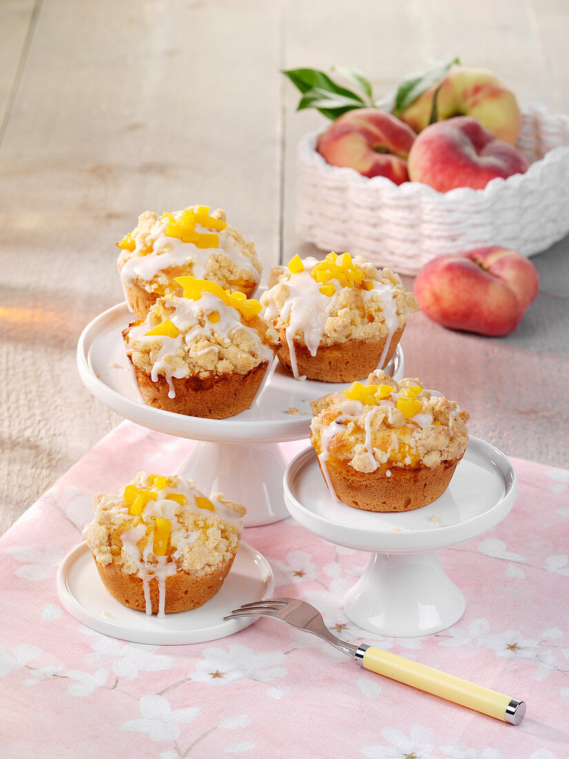Peach and streusel muffins