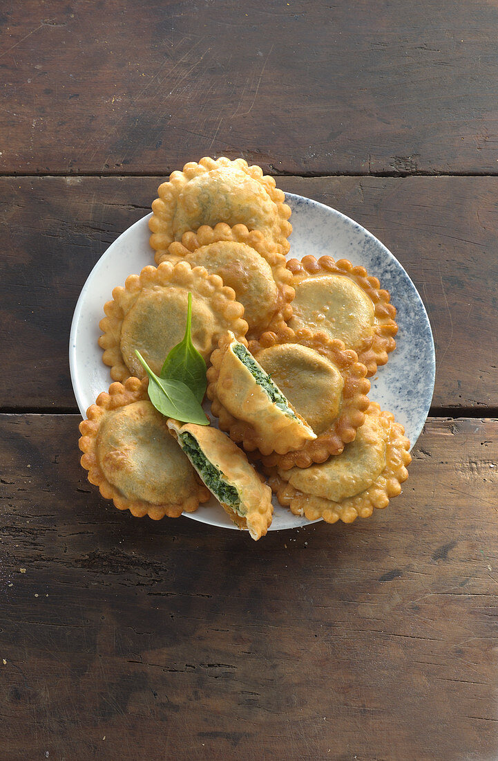 Spinach tirteln (deep-fried pastries from South Tyrol)