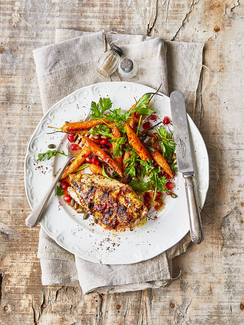 Moroccan chicken with pomegranate seeds