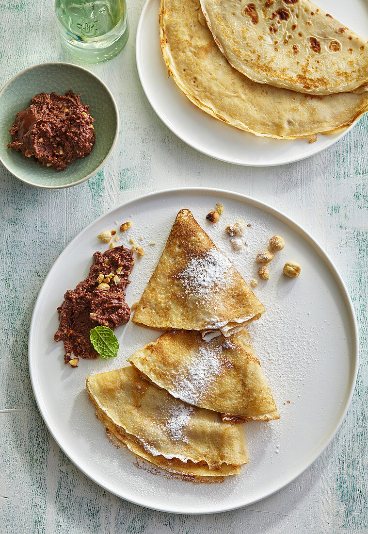 Pancakes with homemade chocolate spread