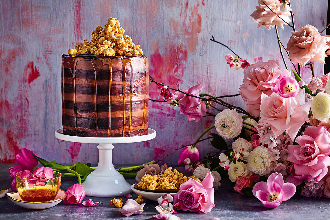 Double chocolate and salted-caramel mud cake