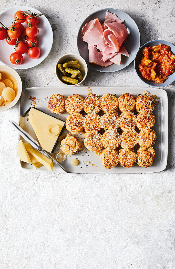 Double cheese and mustard Ploughman's scones