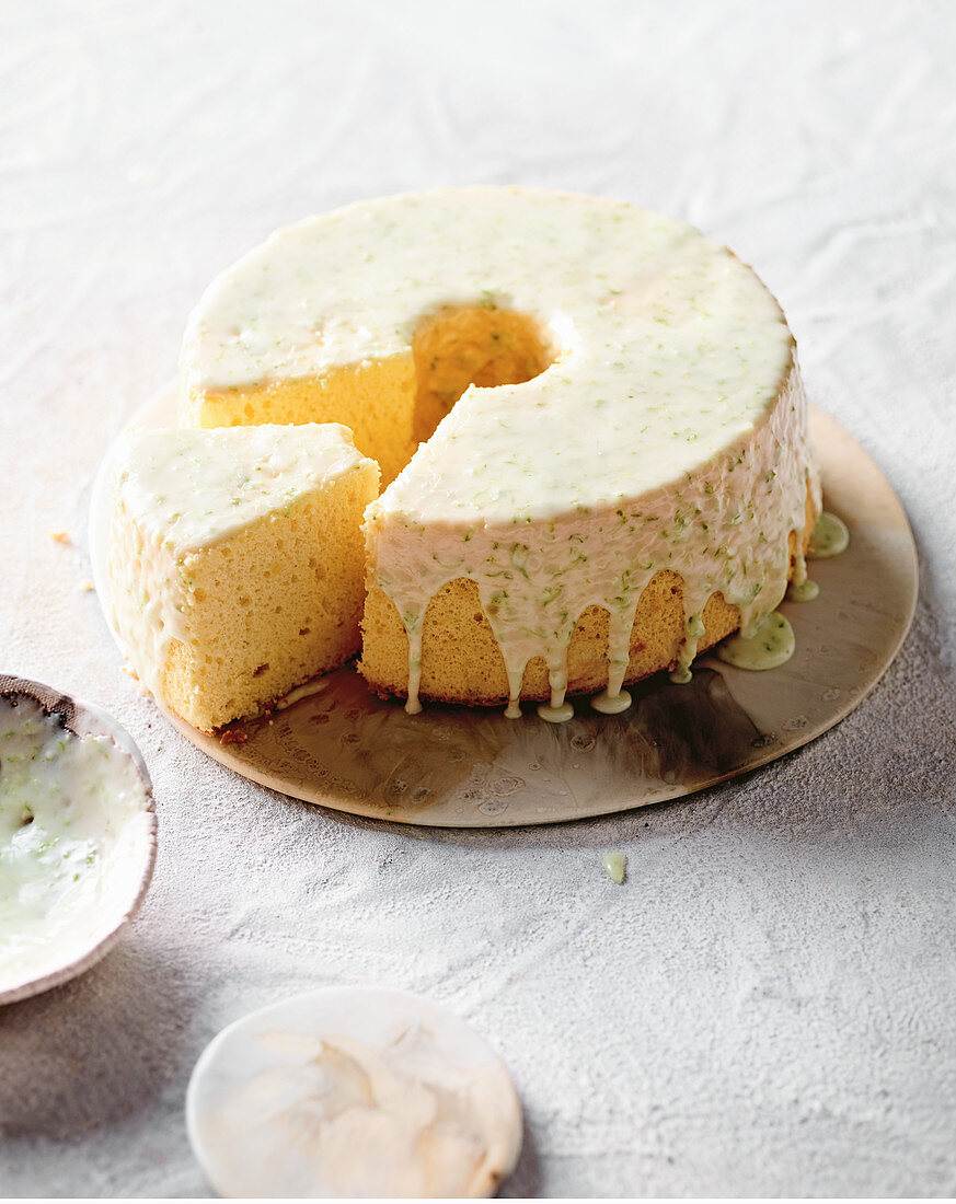 Coconut chiffon cake with lime icing
