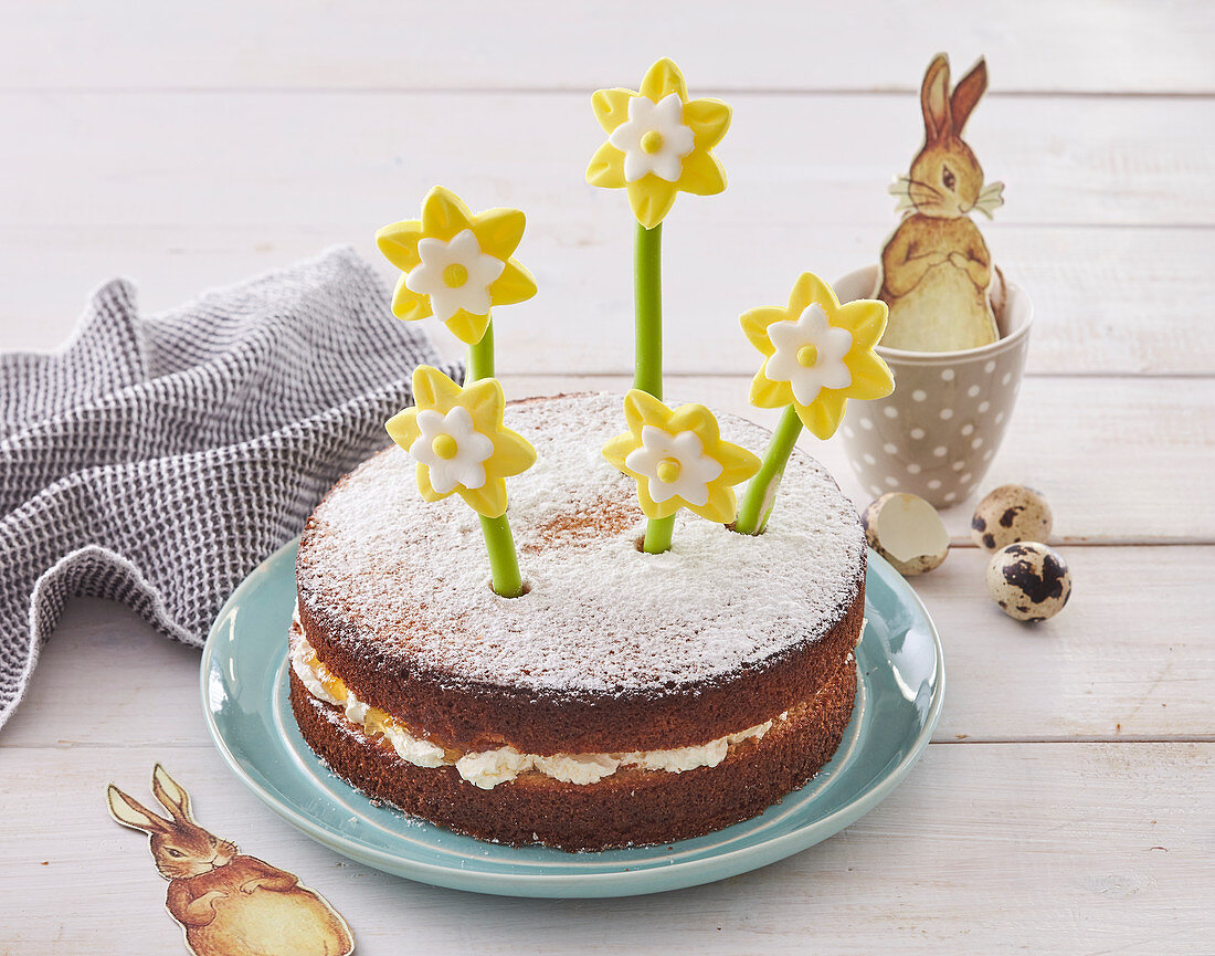 Easter cake with daffodils
