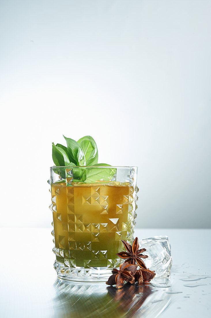 Basil Cocktail with star anise