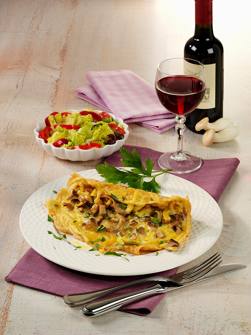 Swabian spaetzle omelette with mushrooms