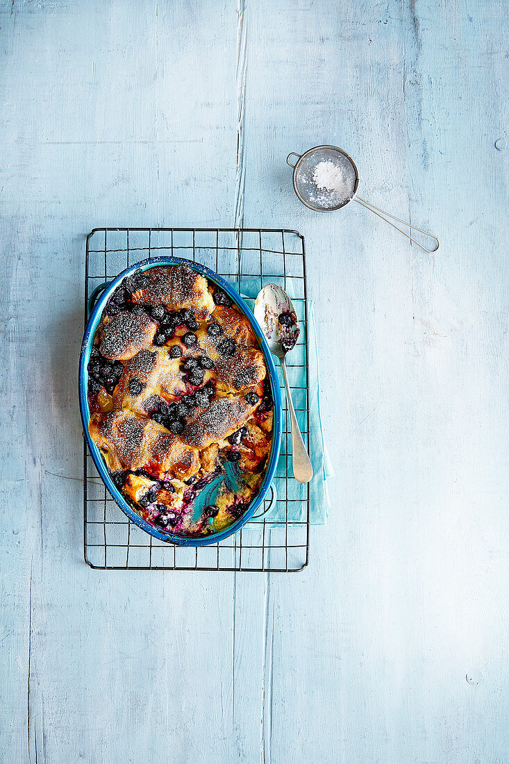 Blueberry and lemon croissant bake