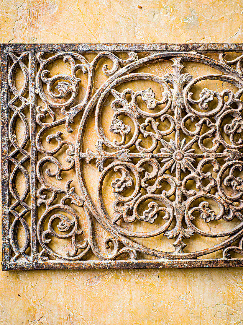 Ornamental wrought iron grille