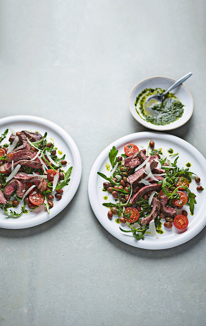 Tagliata Di Manzo mit Borlottibohnen