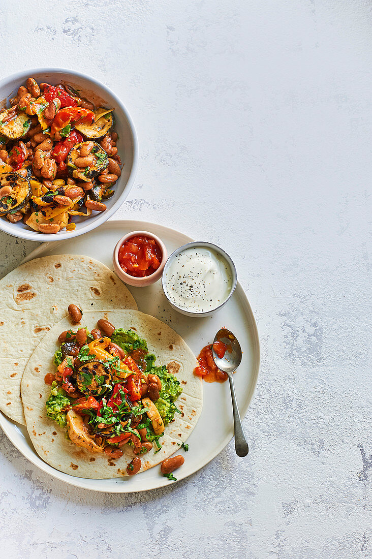 No-Cook Veggie-Fajitas mit Dips