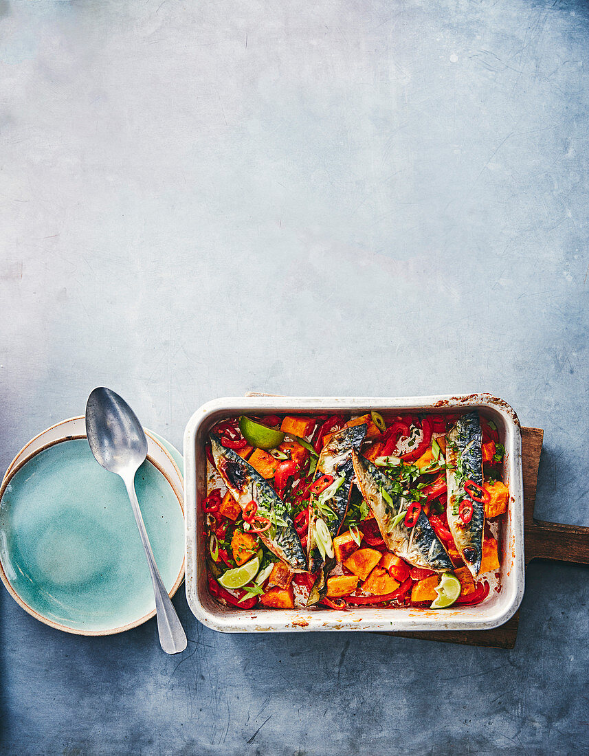 Mackerel with sweet potatoes, chillis and limes (Thailand)