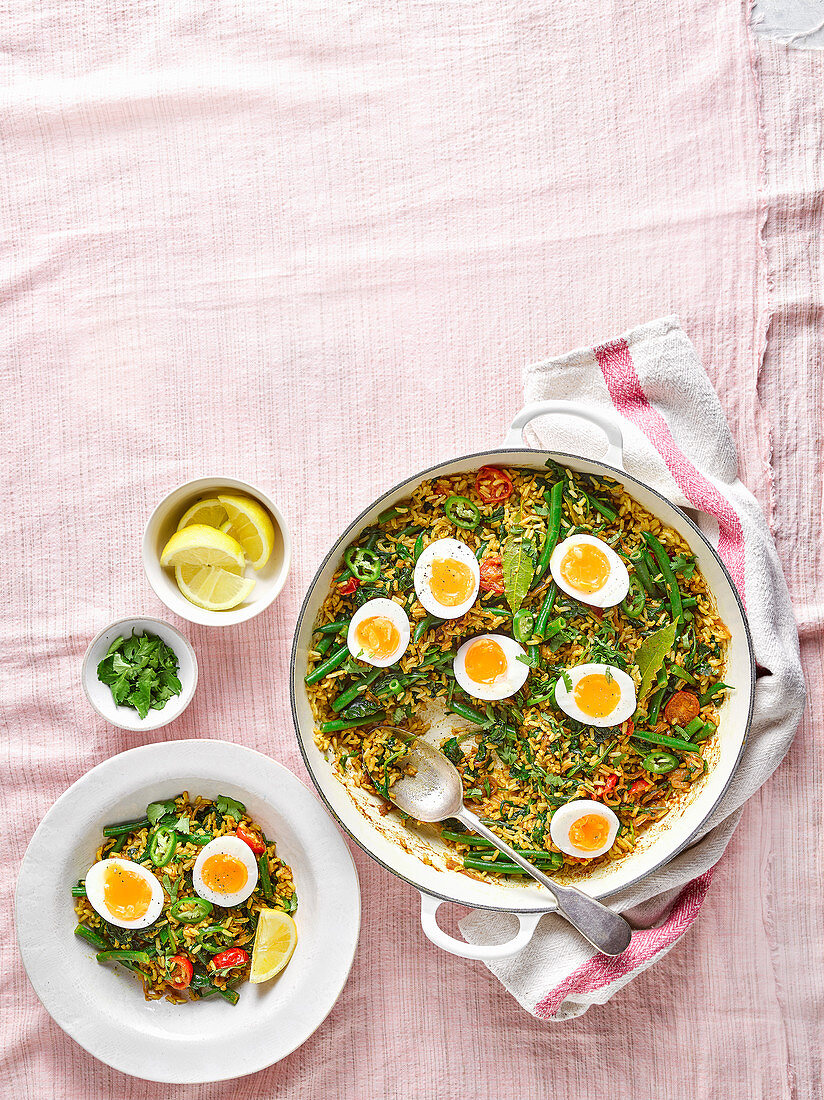 Würziges 'Vedgeree' mit gekochten Eiern