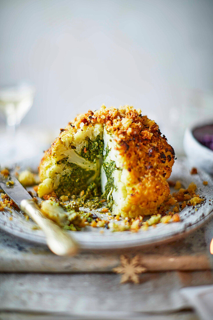 Roasted stuffed cauliflower