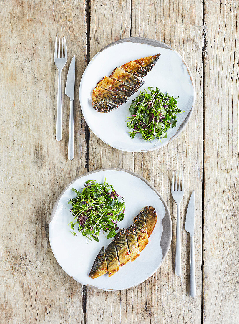 Grilled mackerel fillets