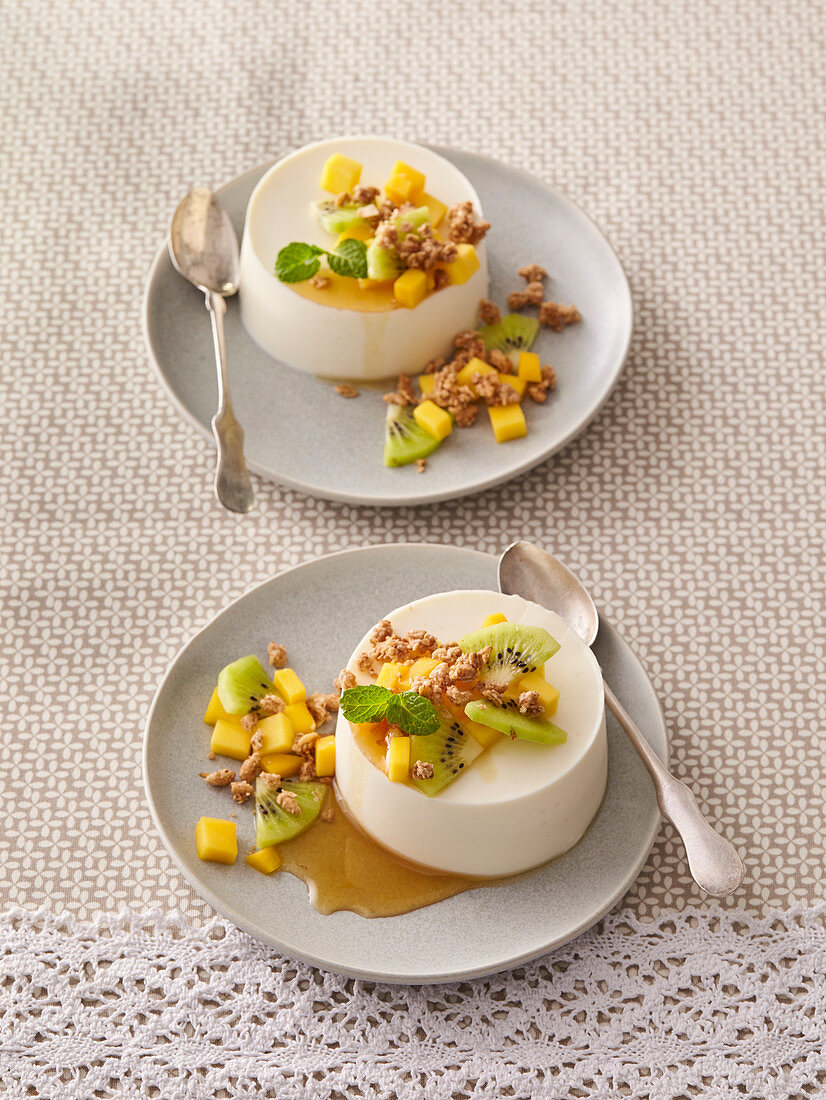Easter dessert with mango and kiwi