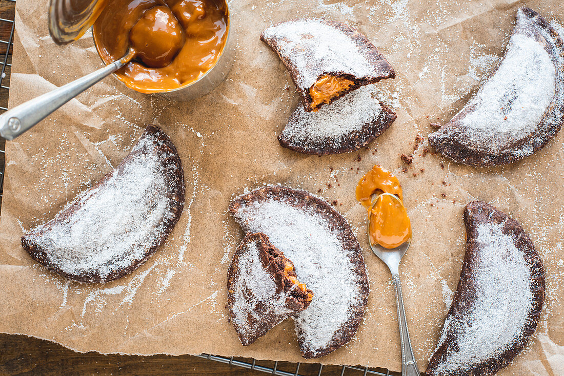 Chocolate empanadas filled with Dulce de Leche (South America)