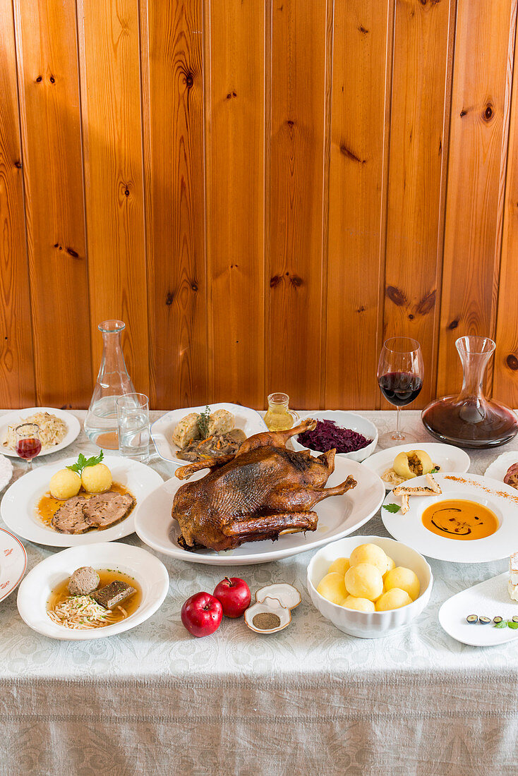 Rustic buffet in the tavern