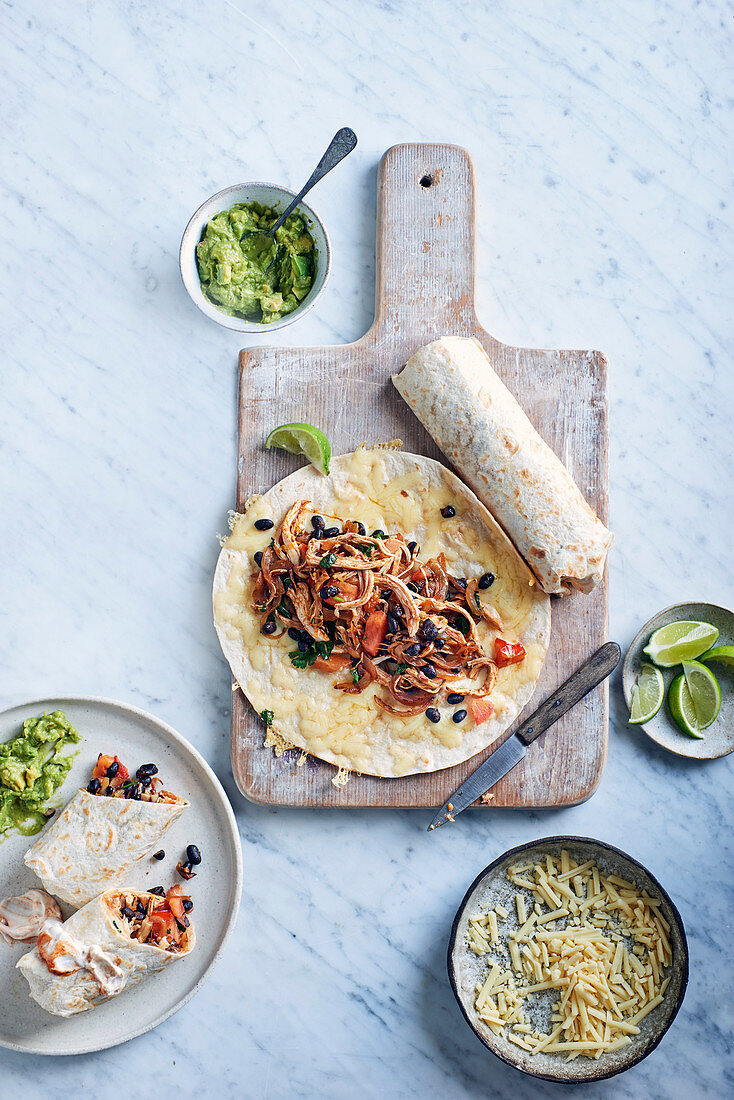 Mexican chicken and black bean wraps