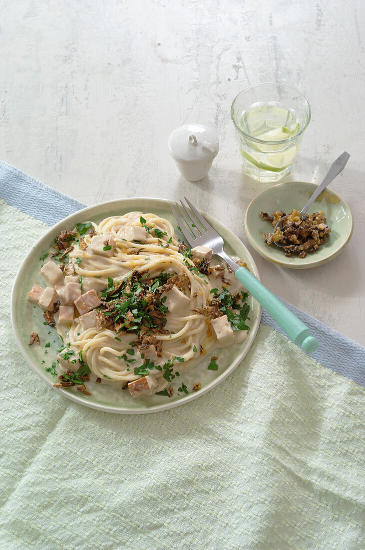 Vegan 'Carbonara’ made from tofu