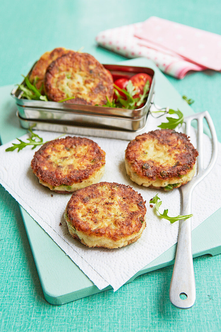 Cod and pea fritters