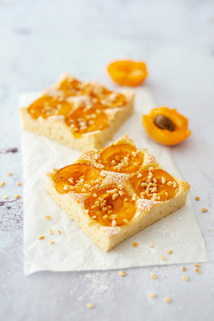 Vegan apricot tray bake cake