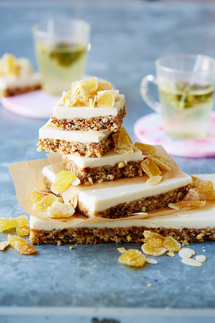 Vegan ginger, coconut and almond slice