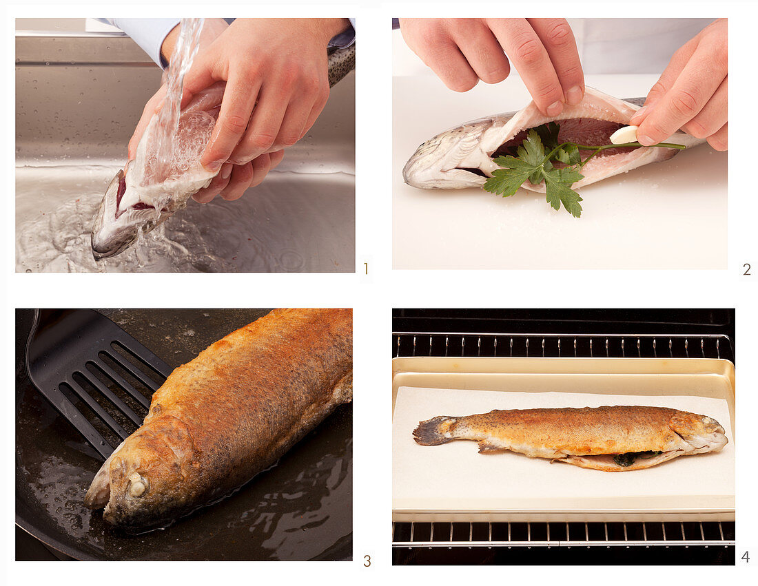 How to roast a whole trout in an oven until crispy