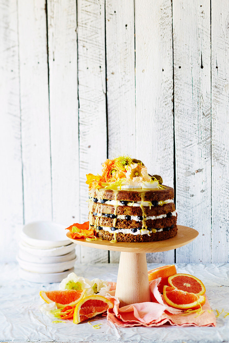 Vegan citrus poppy seed celebration cake