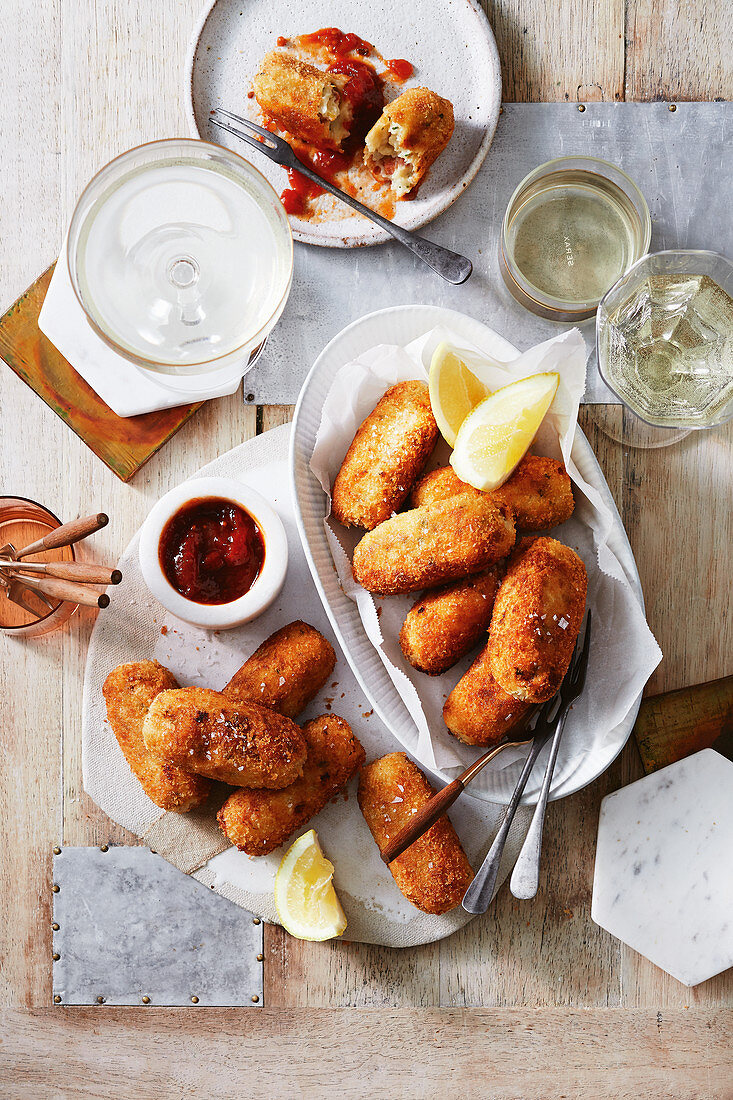 Chorizo and olive croquettes