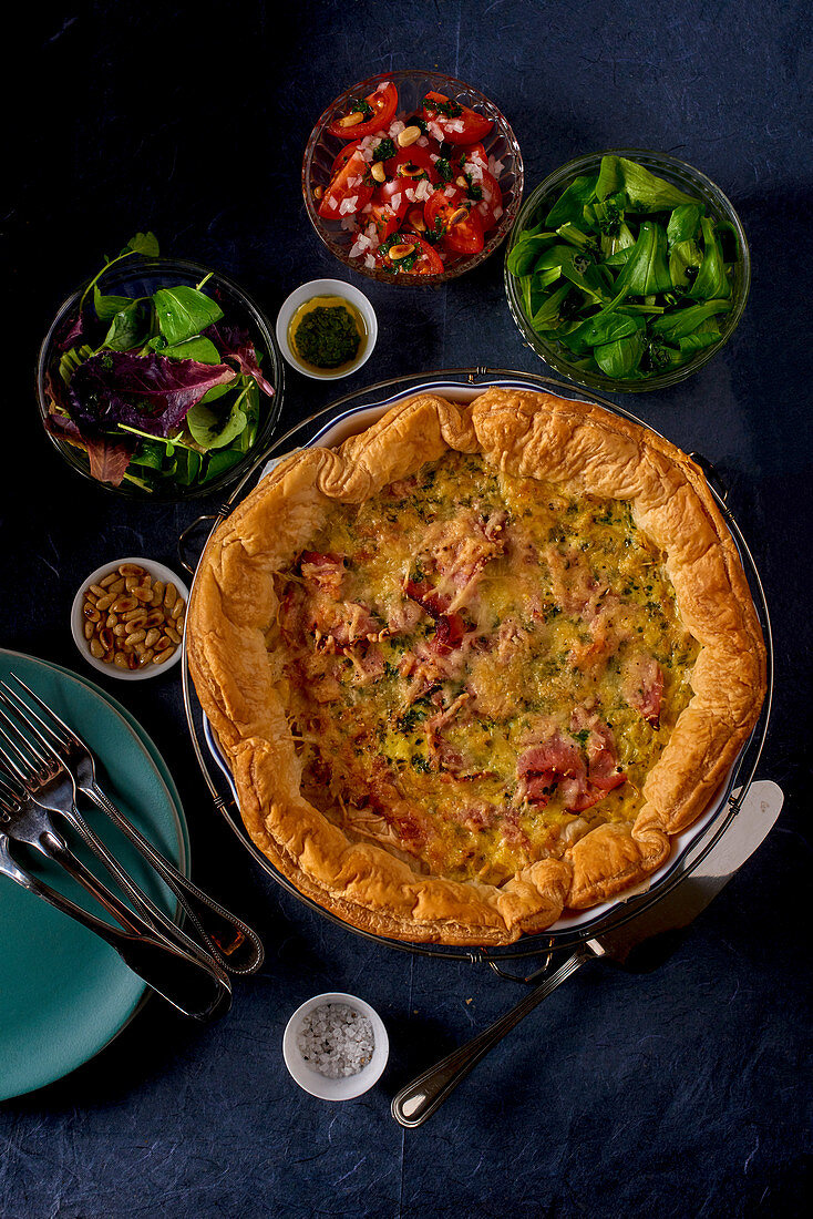 Blätterteigquiche mit Speck