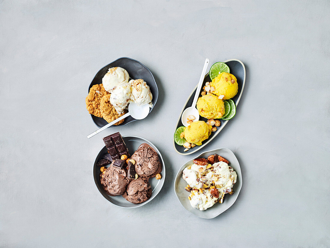 Ice-cream variety - Apple pie, Mango and macadamia, Hokey Pokey, Chocolicious