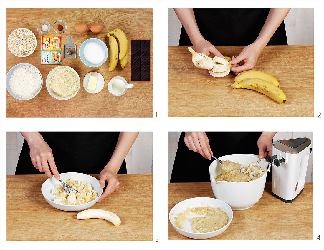 Preparing banana bread