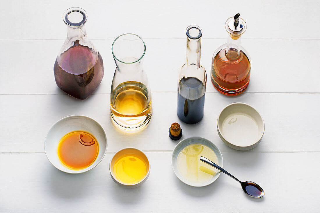 Various different oils and vinegars