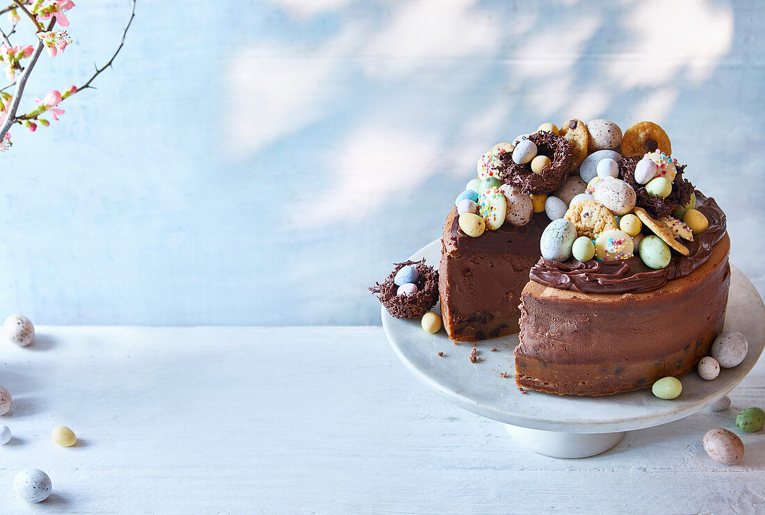 Easter chocolate cookie dough cheesecake