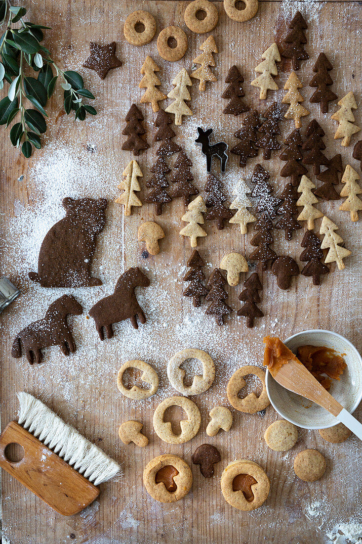 Decorative shaped Christmas cookies