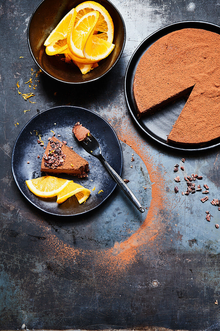 Vegan orange and chocolate cream cake