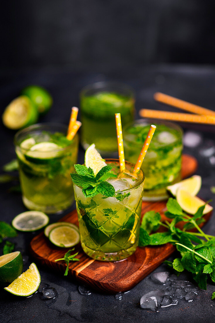 Mojito with mint lime and sparkling water