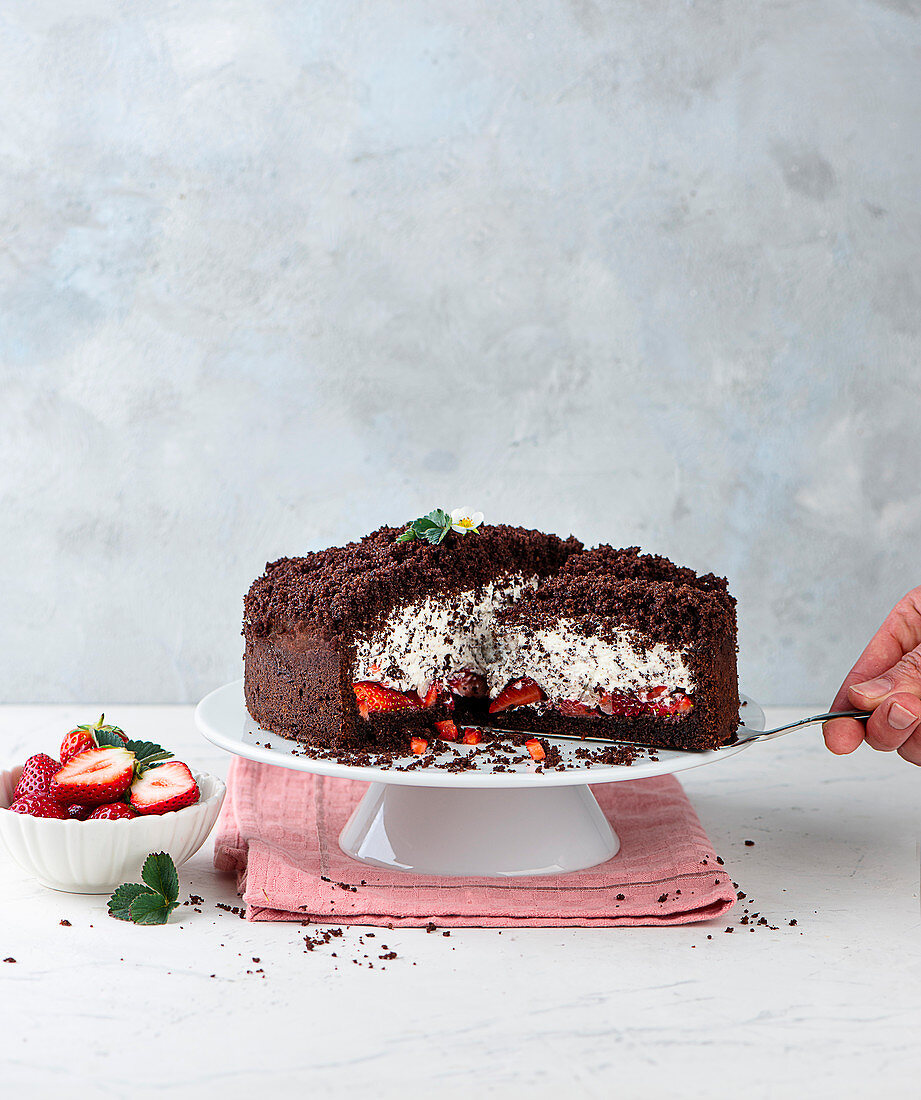 Mole cake with strawberries