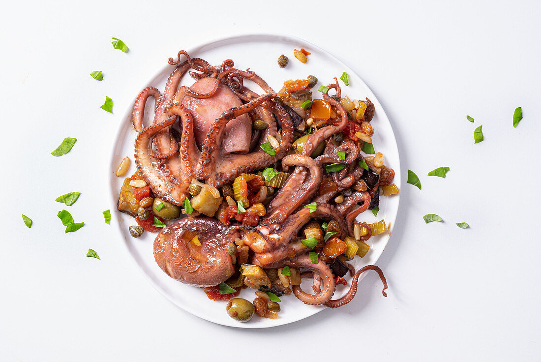 Octopus with sweet-and-sour vegetables