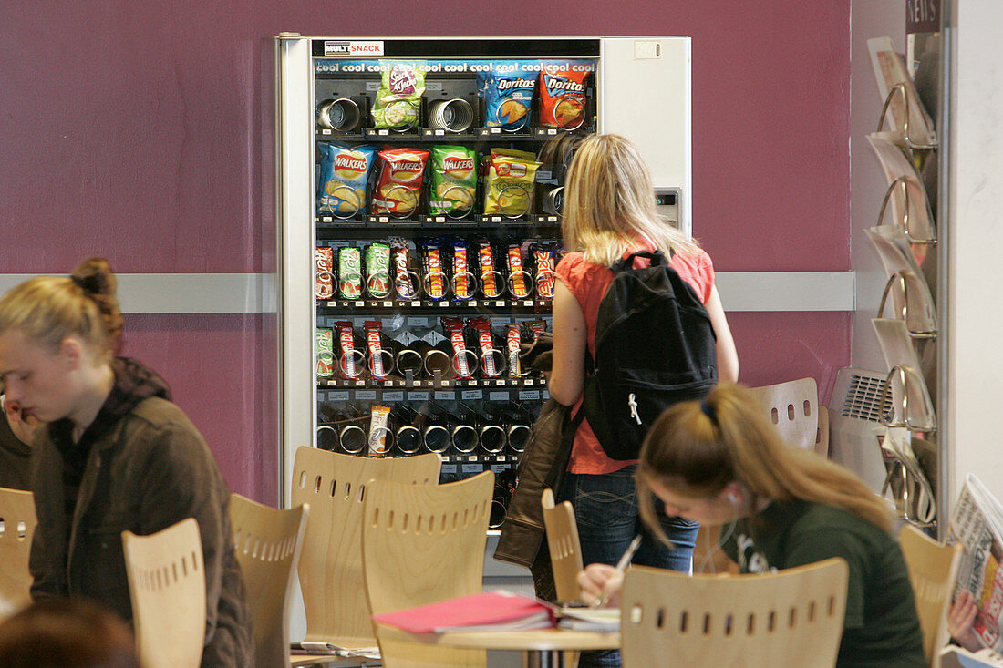Vending machine in a student cafeteria