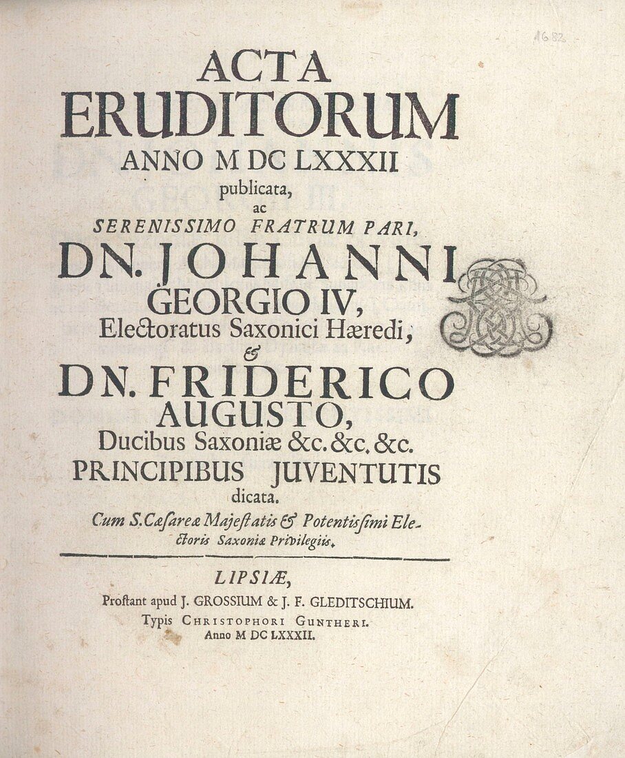 Title page of first edition of Acta eruditorum, 1682