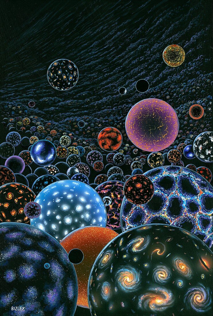 Ocean of multiverses, conceptual illustration