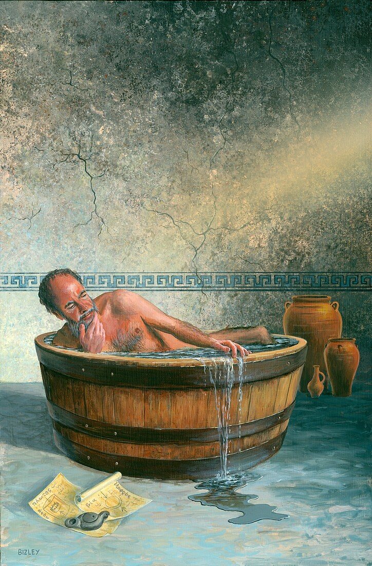 Archimedes of Syracuse in his bath, illustration