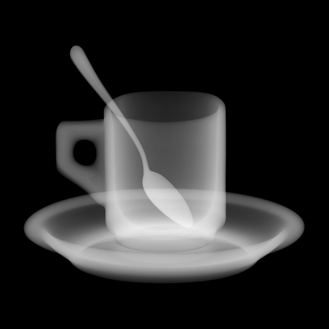 Espresso cup saucer and spoon, X-ray