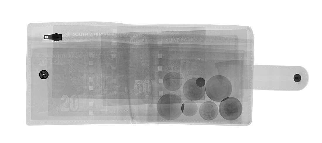Wallet with money, X-ray