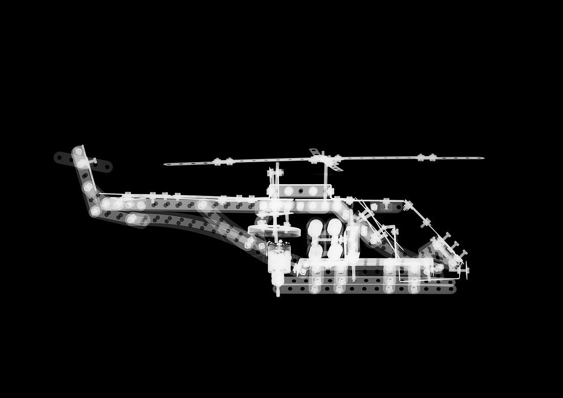 Metal model helicopter, X-ray