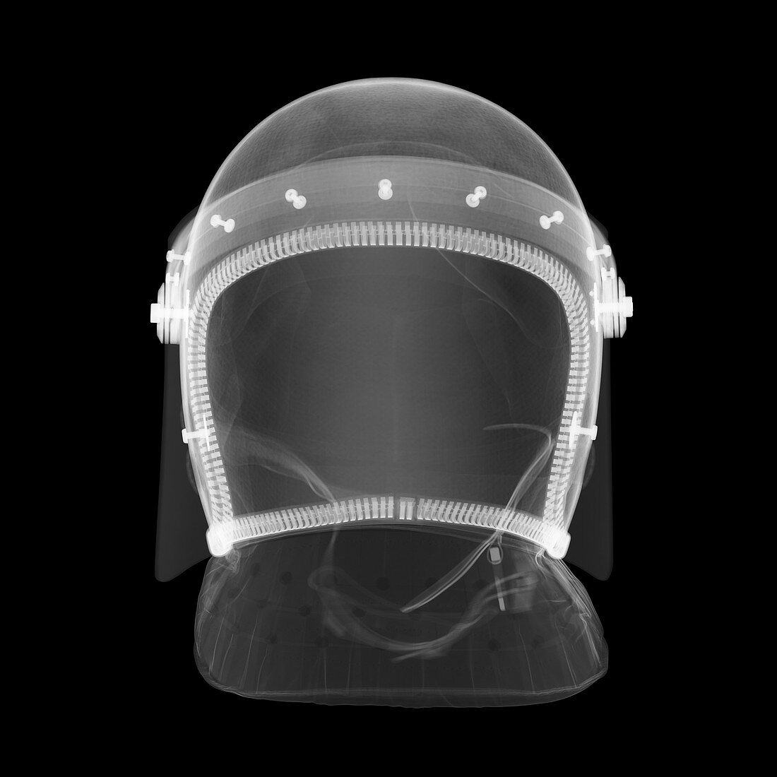 Police riot helmet, X-ray